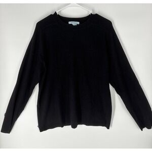 Y2K Gene Meyer Men Cashmere  Sweater Sz L Black Ribbed Sleeves Minimalist Office